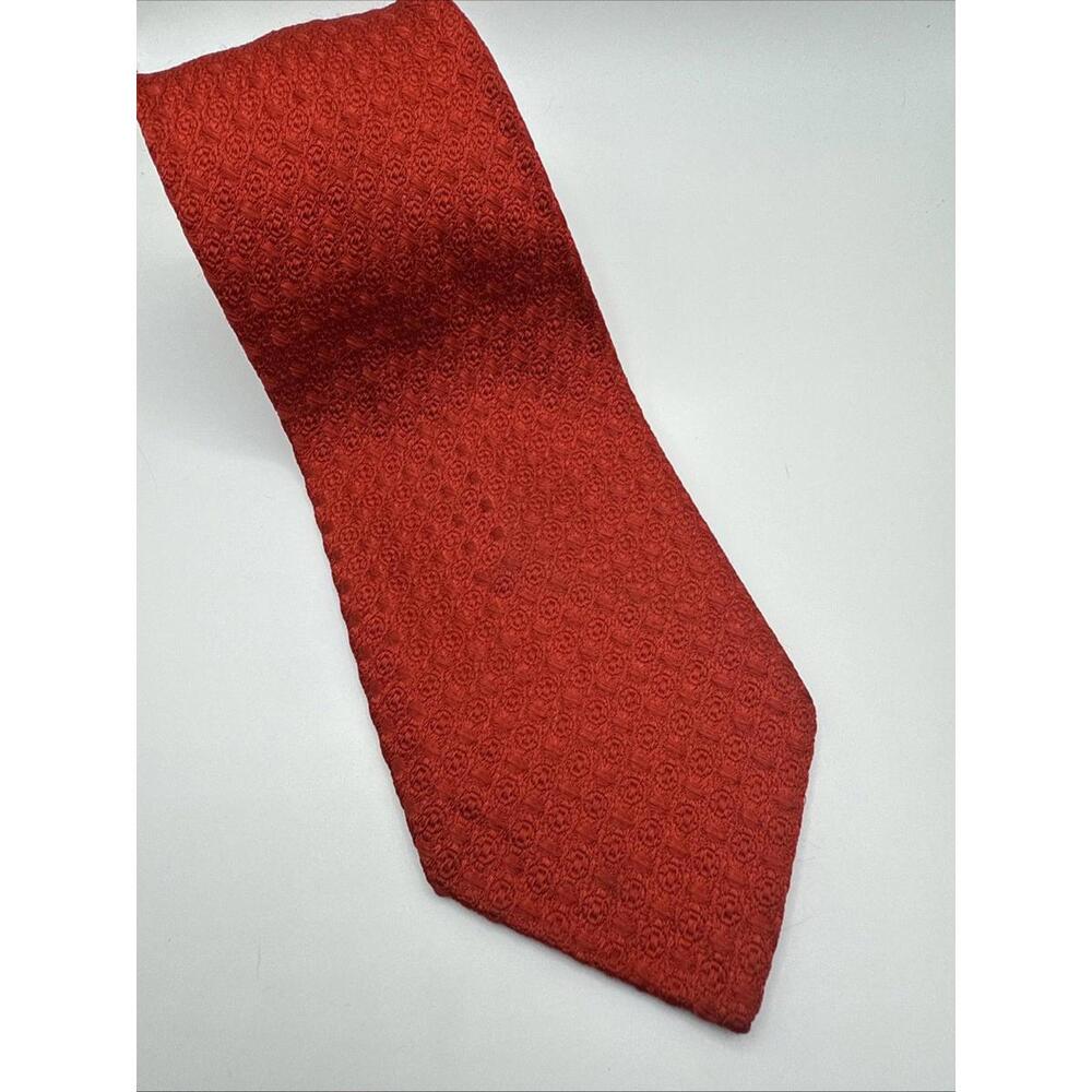 Vintage‎ Rhodia Necktie Tie Mens Acetate France Red Woven Geometric